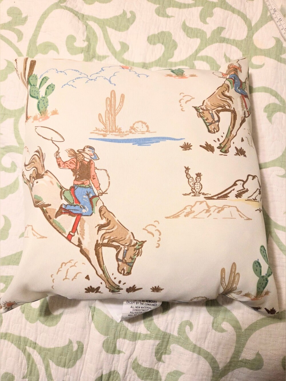 2 Western Rodeo Print Decorative Pillows - Picture 3 of 7